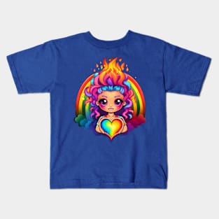 Rainbow Doll's Heart Burst - Radiant Halo Tee Kids T-Shirt